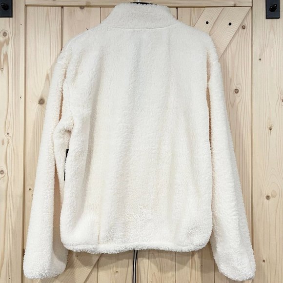 5/$20 NEW M Cream & Black Half Zip Soft Sherpa Juniors Jacket - Picture 4 of 5